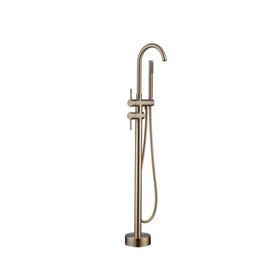 Trendy Taps Floor Mounted Dual Handle Brushed Gold Bath Mixer | Shop ...