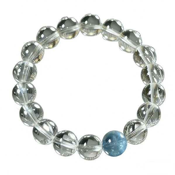 ZELTRYN Aquamarine and Clear Quartz Bracelet
