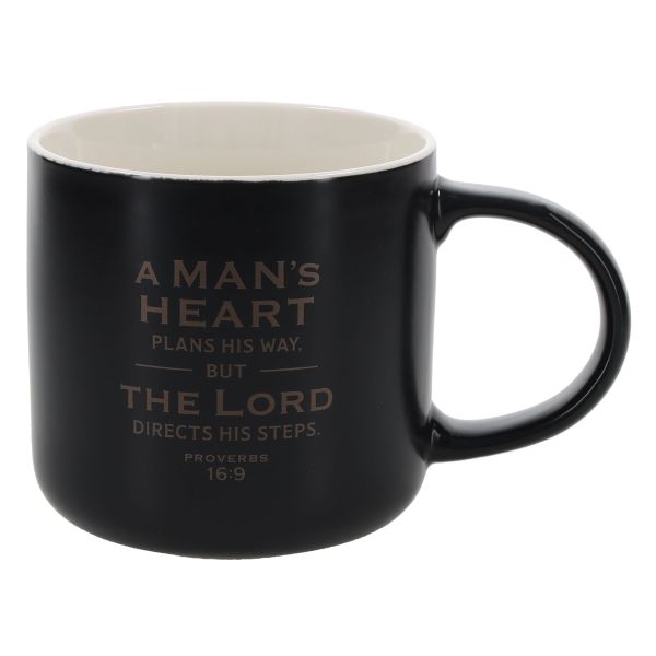 Mug - A Man's Heart Plans His Way, Black