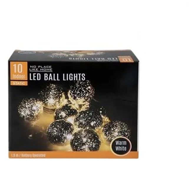 No Place Like Home - 10 Warm White LED Light Ball's 1.6m