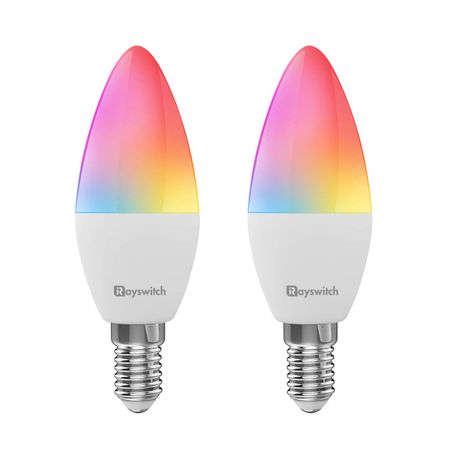 2 Pack - E14 RGBCW 5W 500Lm Candle Smart light Wifi LED Bulb Image