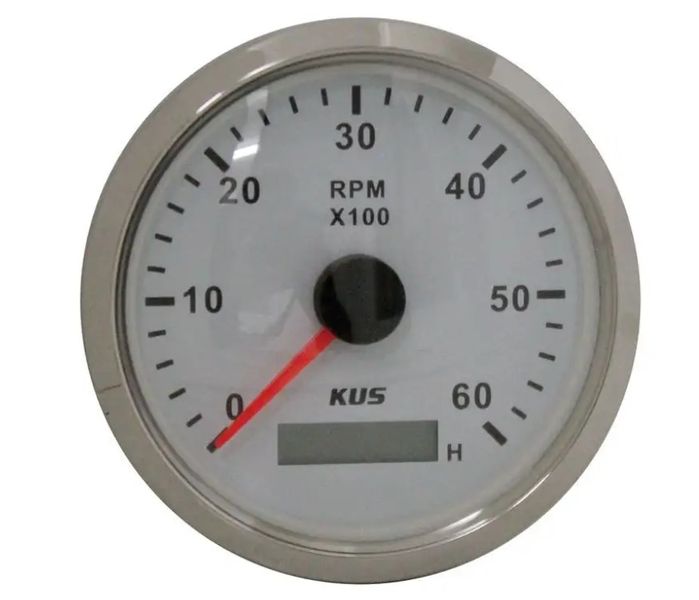 KUS 12/24 Volt Marine Grade Tachometer for Inboard Motors - Up to 6000 RPM
