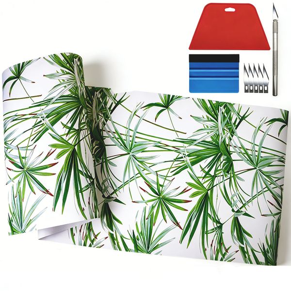 10m Wallpaper Natural Tropical Plant Palm Tree Design With 8Pack Paste Tool