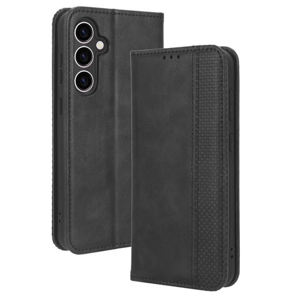 Magnetic Buckle Retro Patterned PU Leather Case Compatible with Galaxy S23 FE