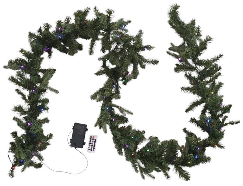 Artificial Christmas Garland 2.7 Meter with LED Lights &amp; Remote