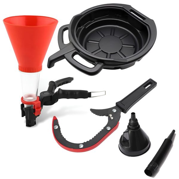 Oil Change Kit 15L Pan HookType Filter Wrench Hose MultiFunctional Funnel