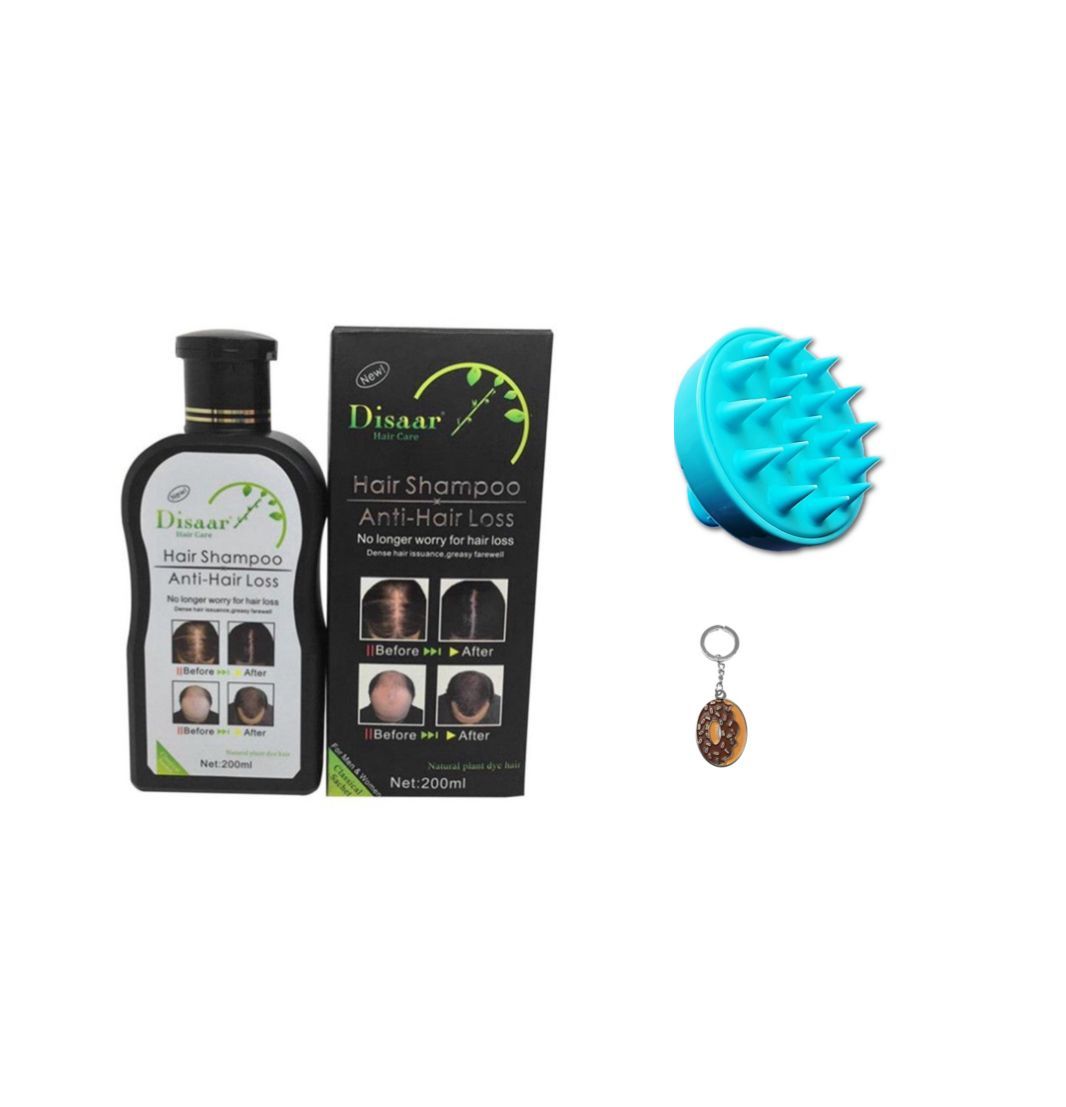Disaar Anti Hair Loss Shampoo Exfoliating Brush & Keyring