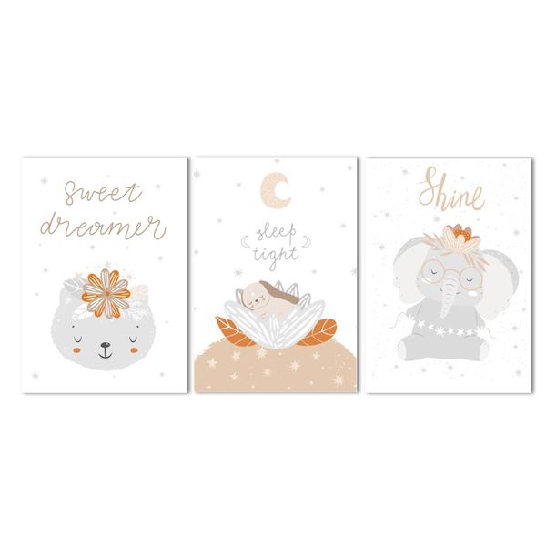 Canvas Nursery Wall Art: Sweet Dreams, Sleep Tight, Shine