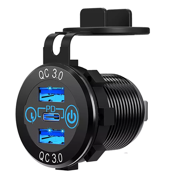 Car Charger Adapter Dual USB QC 3.0 Type C PD Port Fast Charging 12V 24V