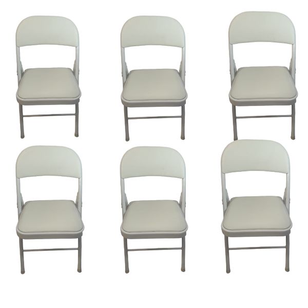 SMTE - Foldable Outdoor Chairs - 6 Pack - White