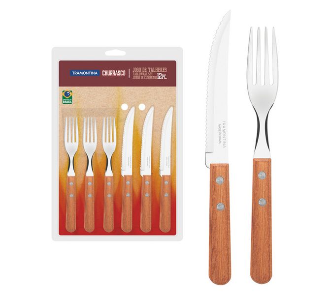 12 Piece Tableware Cutlery Set - Silver/Brown (24 x 220 x 315mm)