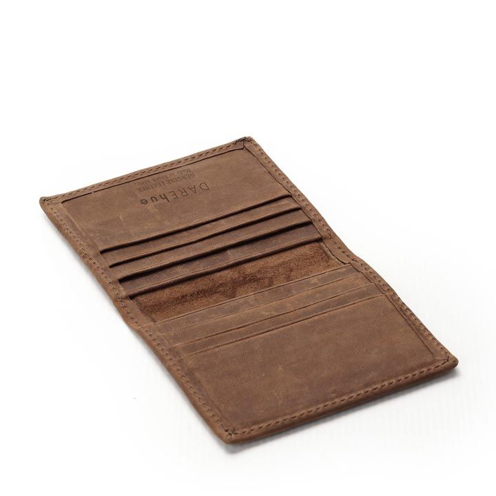 DAREhue - Minimalistic Men's Card Wallet -Walnut Brown Leather