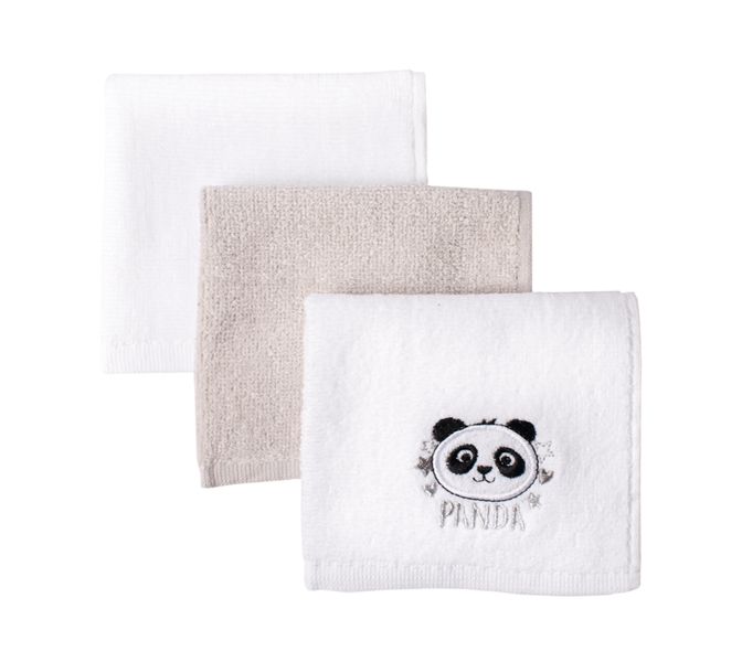 Baby Panda 3 PK Embroidered Face Cloth