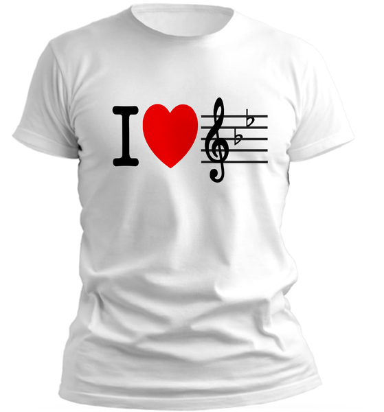 PepperSt Men's White T-Shirt - I Love Music