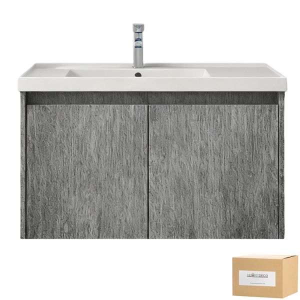 Heartdeco Modern Floating Bathroom Vanity with Ceramic Basin
