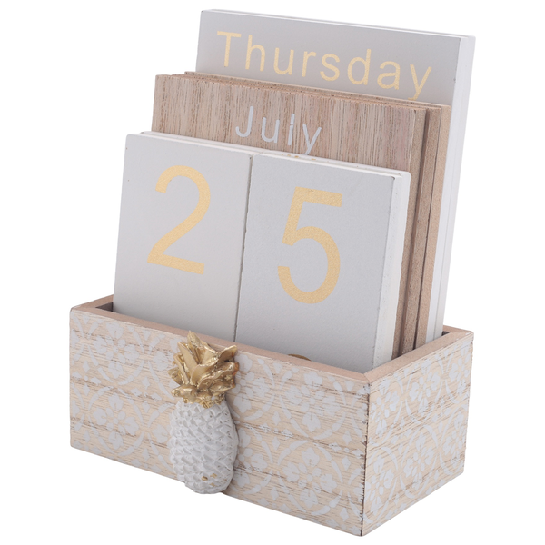 Wooden Flip Desk Blocks Calendar for Home/Office 11.5x6.5x14.5Cm C