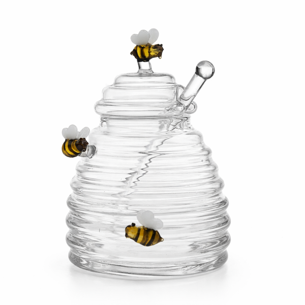 Japanese Style Glass Honey Jar With Lid - Transparent