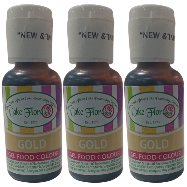Cake Flora Gel Food Colour - Gold (Pack of 3)