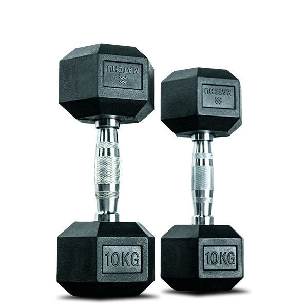 MATCHU 10kg Hex Dumbbell Set - Durable Grip for Strength &amp; Weight Training