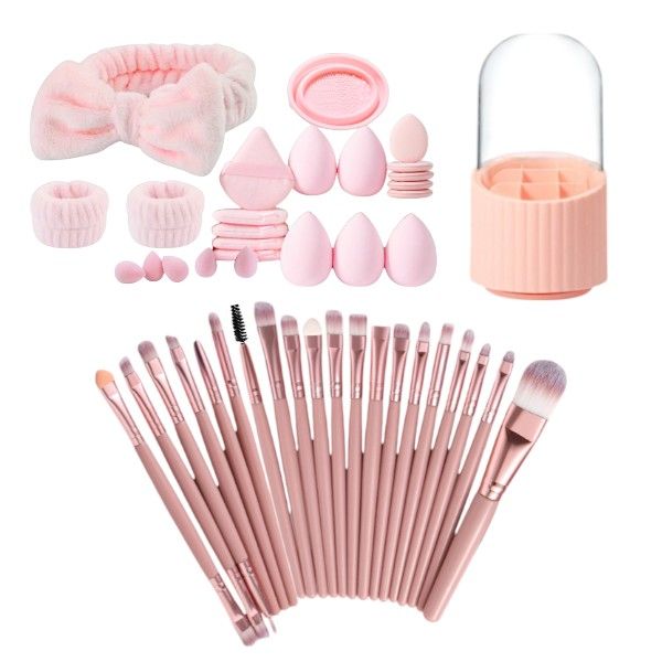 45 Piece - Makeup Brush &amp; Beauty Tool Set With Storage Box - Rose Gold