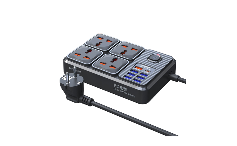 Moxom Mx-ST17 - 7USB+1 PD 20W, 2500W Max Outlets,12 in 1 EU Power Cord