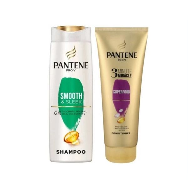 Pantene Smooth &amp; Sleek Shampoo &amp; 3 Min Miracle Superfood Conditioner