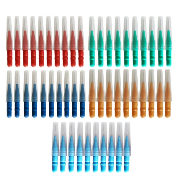 50 Pieces Colored Interdental Brush Teeth, Floss Tooth Pick, 0.6-1.2mm