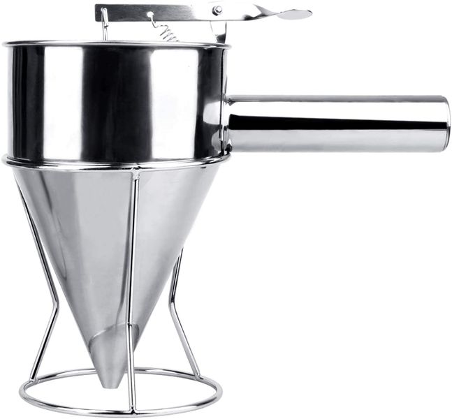 Stainless Steel Pancake Beater, Funnel Dispenser with Stand for Baking