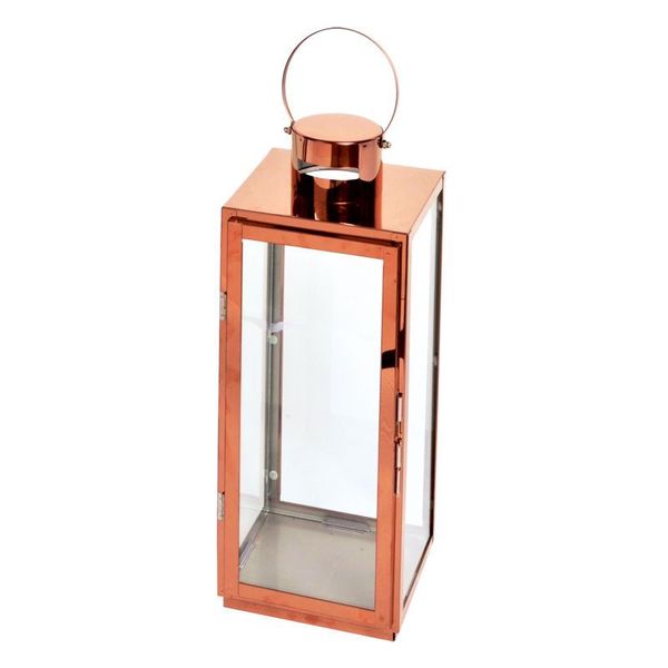 Decorative Glass Lantern for Candles - Rose Gold