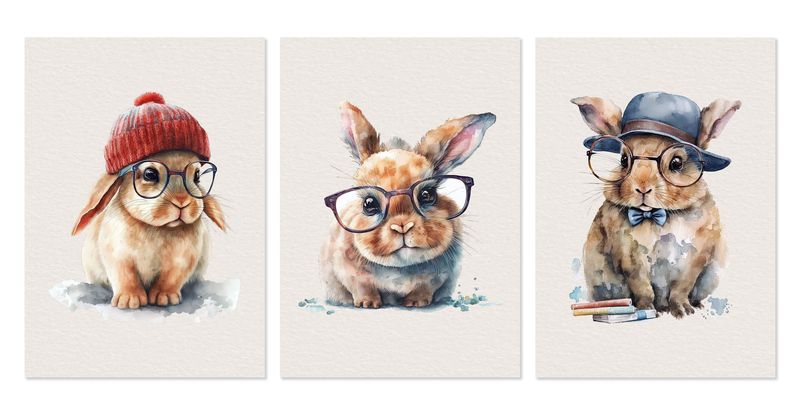 Nursery Wall Art: The Bunny Brothers - Set of 3