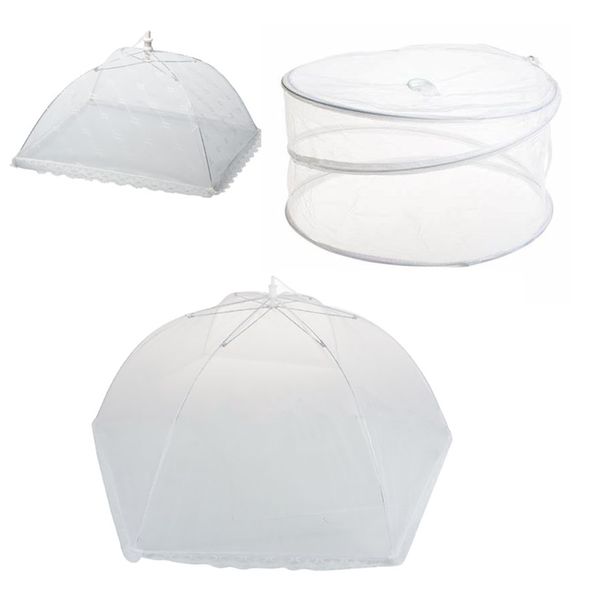 3pcs Collapsible Foodcover Set - Hexagonal 70cm White, Round 36x19cm &amp; Square 31cm White