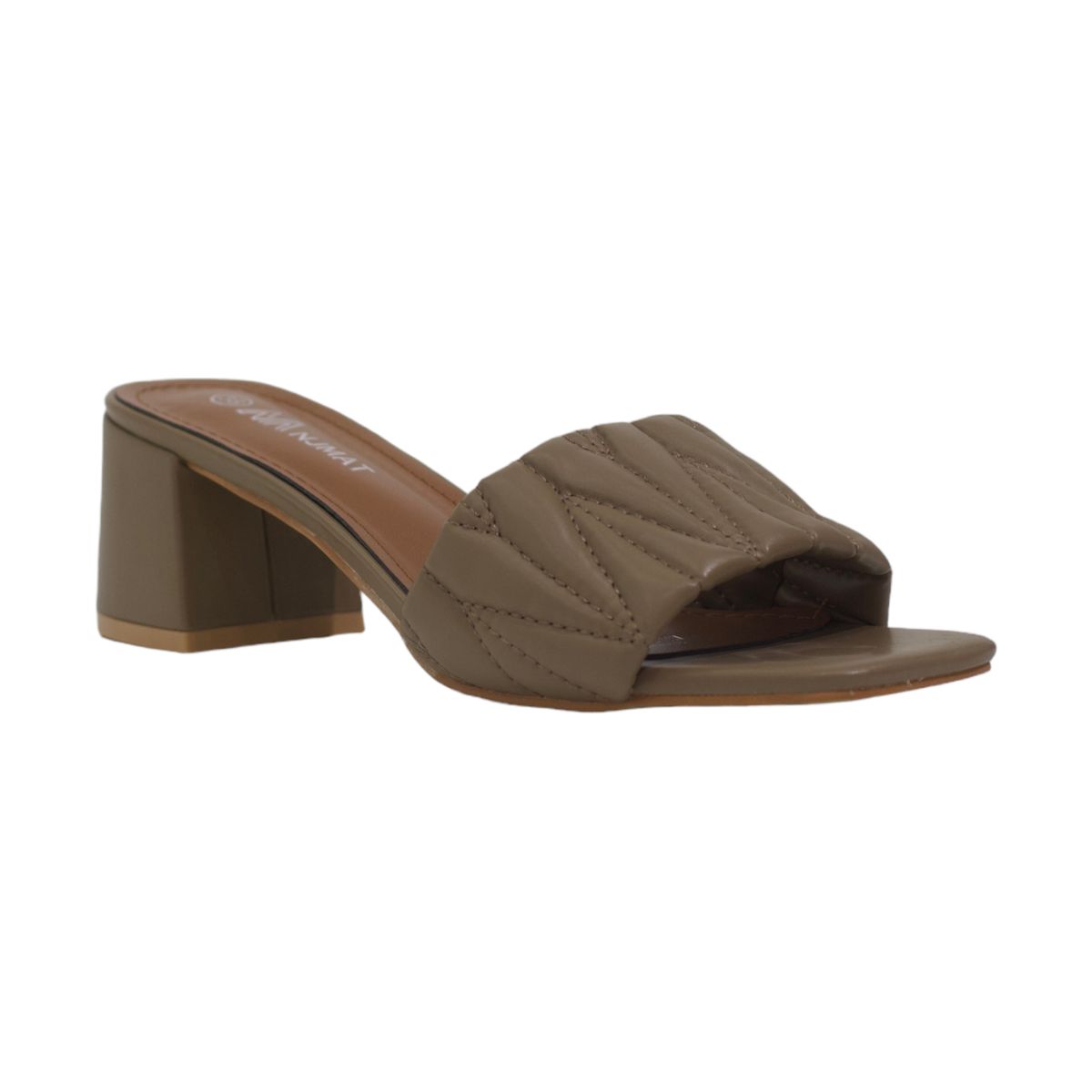 Lamara Paris - Fairy 5.5cm Block Heel Weaved Slides - Khaki | Shop ...
