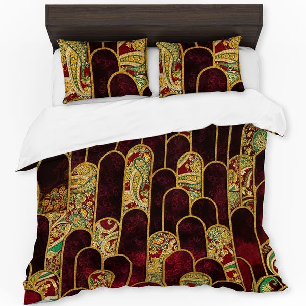 Red &amp; Gold Chamber Duvet Cover Set