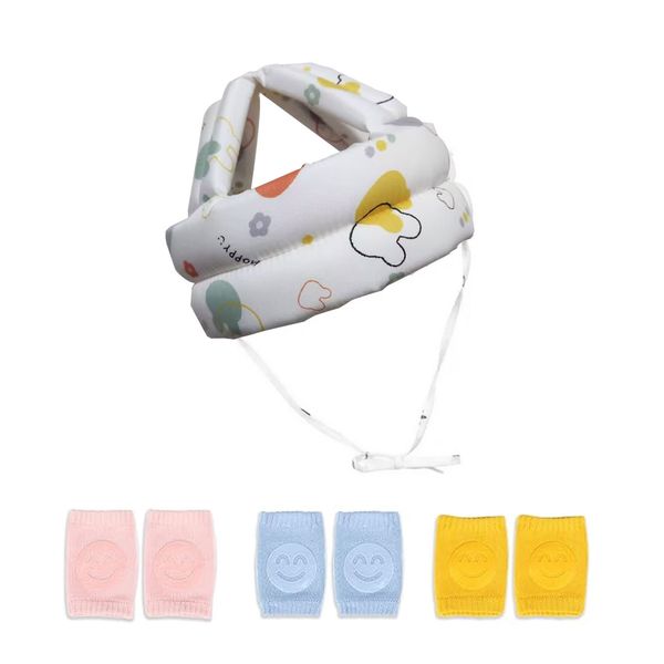 Baby Head Protector Cap Helmet &amp; Knee Pads 3 Pairs For Crawling Walking