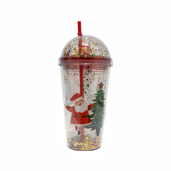 Christmas water bottle cup Tumbler with Lid, Straw Chritsmas Gift 450ml