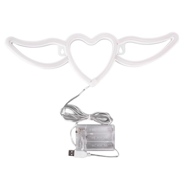 Decorative Wall Heart-shaped with Wings Neon Light