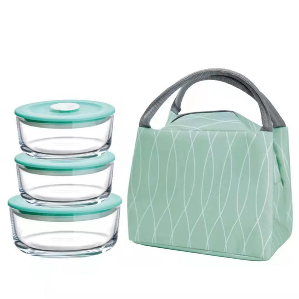 Classy 3 Piece Lunch Set With Insulated Carry Bag
