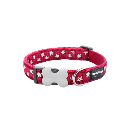 Red Dingo Design Collar - Stars White on Red - Red XS Image