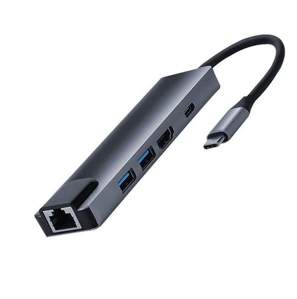 5 In 1 Type C To HDTV Gigabit Ethernet Hub Port