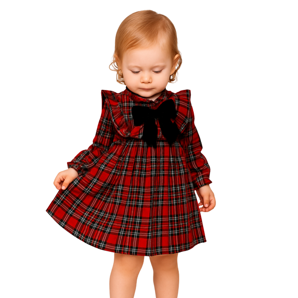 Wansati Girls' Christmas Tartan Dress