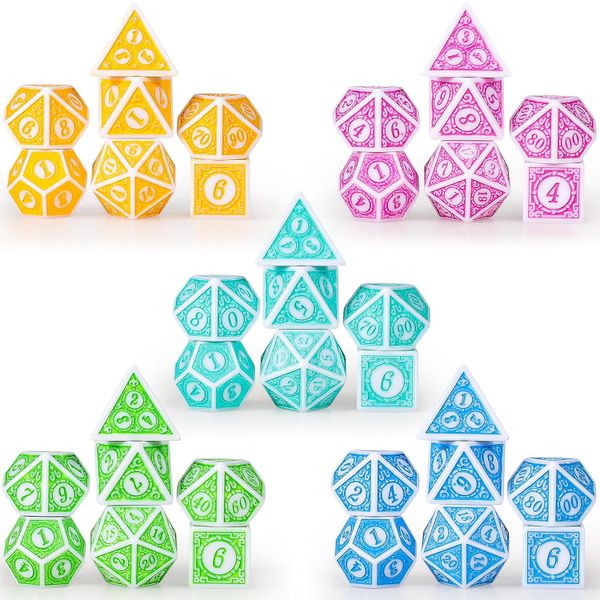 5-Set Multicolored Acrylic Educational &amp; Gaming Dice Set