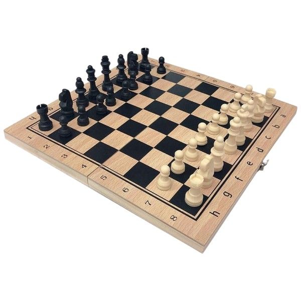Reversible Wooden Board for Chess, Checkers &amp; Tic-Tac-Toe