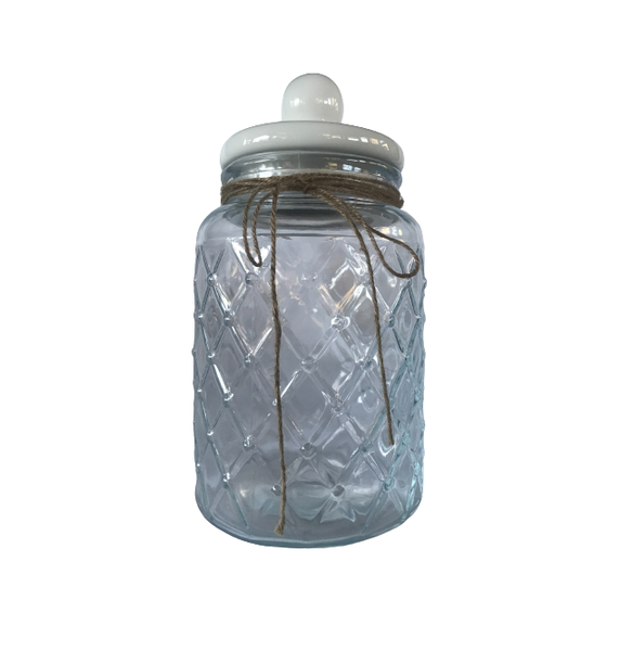 Canister Round Glass With White Ceramic Lid - Kitchen Essentials