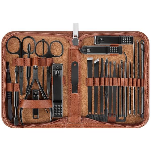 26 PCS Manicure Set Nail Clipper Kit Stainless Steel Professional with Case