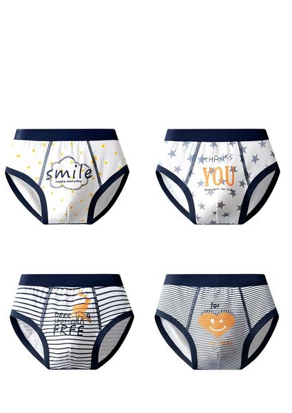 Boys' Class A Pure Cotton Triangle Underwear, 4-Pack for Kids