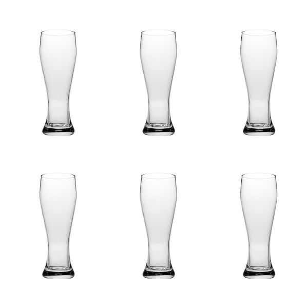 Set Of 6 Multipurpose 450ml Vintage Design Weizen Beer Glass
