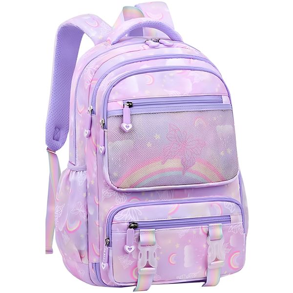 Primary School Backpack Lightweight Children's Schoolbag - Purple