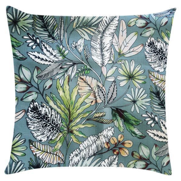 Outdoor Grey Pillow/Scatter Cushion with Variety Leaves (50x50cm inner incl)