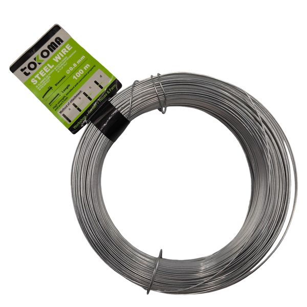 TOKOMA Steel Wire - 0.8 mm Diameter, 100 m Length