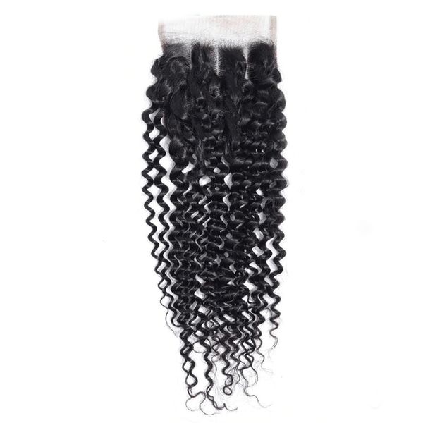 Joedir Kinky Curl Three Part 4inchx4inch Brazilian Human Hair Lace Closure